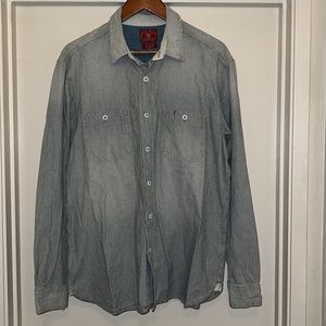 EUC Lucky brand dungarees; relaxed fit; distressed; men’s/ unisex; size large